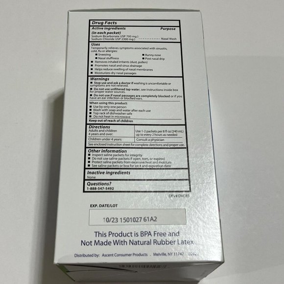 SinuCleanse Soft Tip Neti Pot Nasal Wash System 30 Saline Packets EXP 10/2023 - Picture 2 of 3